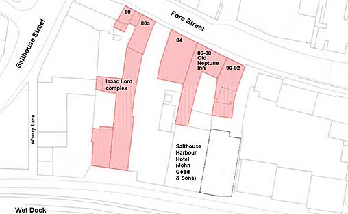 Ipswich Historic Lettering: Neptune Quay map