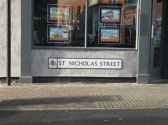 Ipswich Historic Lettering: St Nicholas Street sign