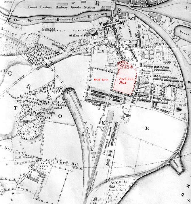 Ipswich Historic Lettering: Over Stoke brickworks map