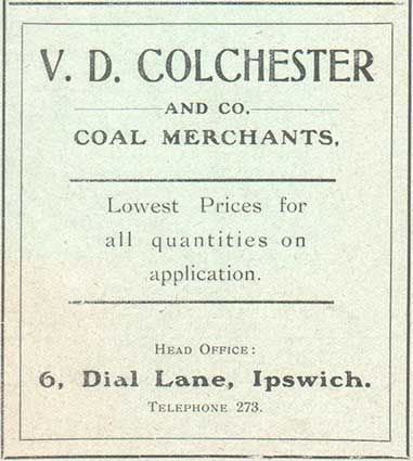 Ipswich Historic Lettering: Dial Lane: V.D. Colchester advertisement 1908